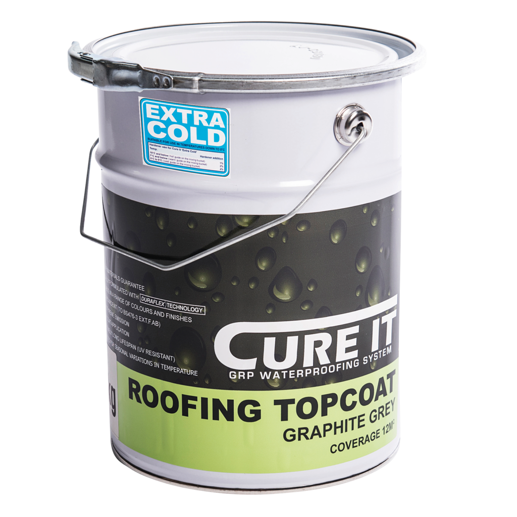 Cure It Graphite Grey Extra Cold Topcoat provides the finished colour and surface appearance. Used in cold temperatures.