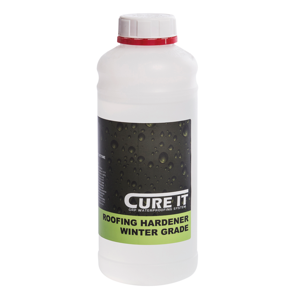 Cure It Roofing Hardener is added to roofing resin and topcoat. MUST BE USED TO CURE ROOFING RESIN AND TOPCOAT. Winter Grade for cold temperatures.