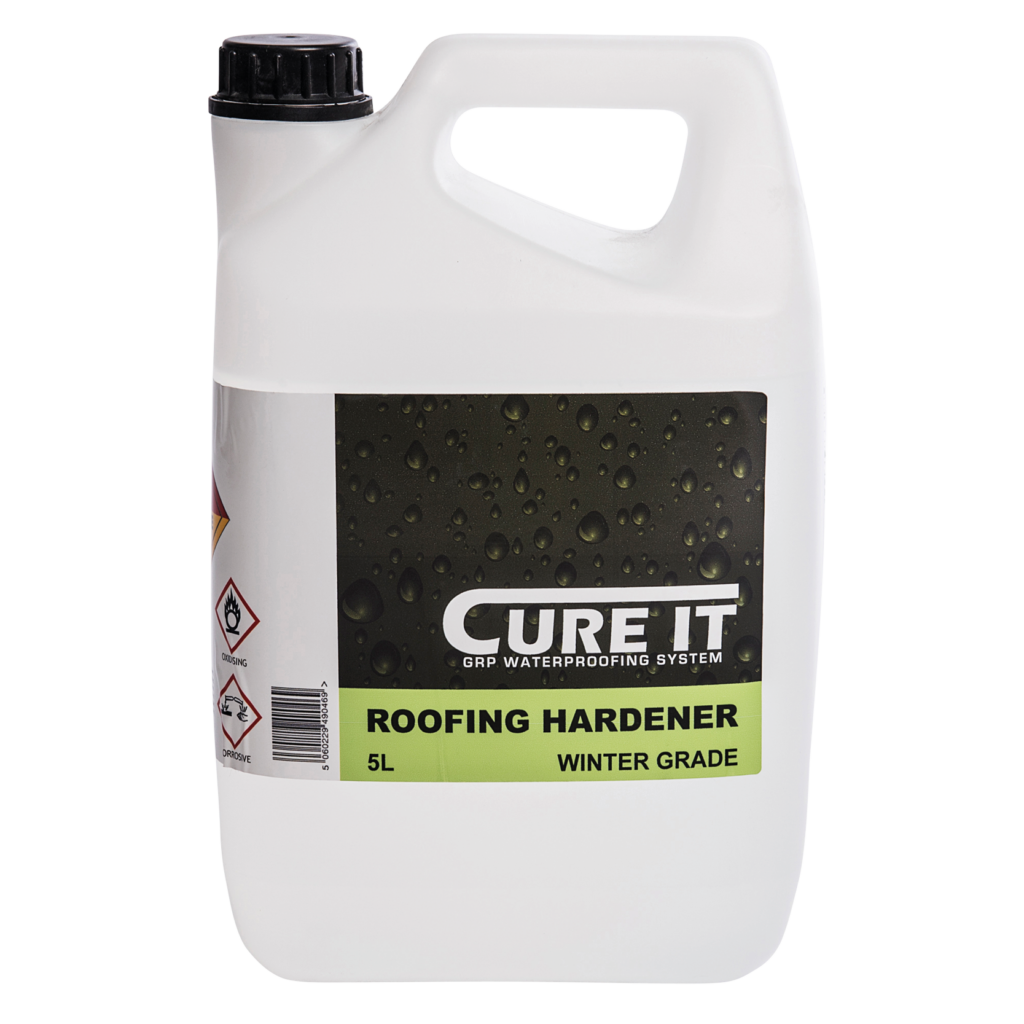 Cure It Roofing Hardener is added to roofing resin and topcoat. MUST BE USED TO CURE ROOFING RESIN AND TOPCOAT. Winter Grade for cold temperatures.