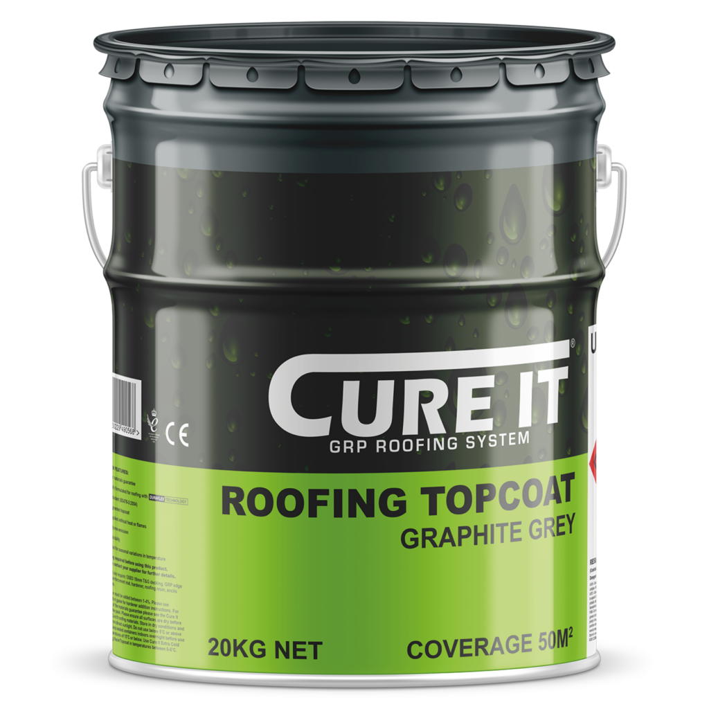Cure It Graphite Grey Topcoat provides the finished colour and surface appearance.